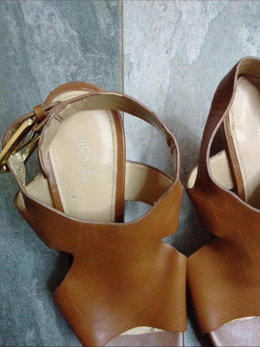 Michael Michael Kors Tan Leather Open-Toe Women’s Sandals